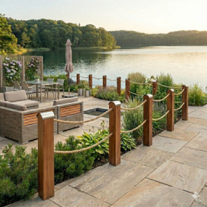 Pfostenkappe Beispiel Terrasse am See