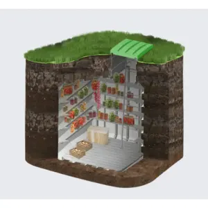 Erdkeller L mit Regalsystem für die Lagerung von Obst, Gemüse und Vorräten