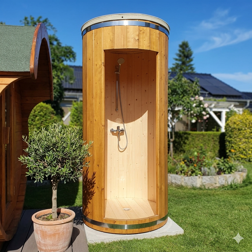 Gartendusche Holz Fass Fichte Outdoor Dusche