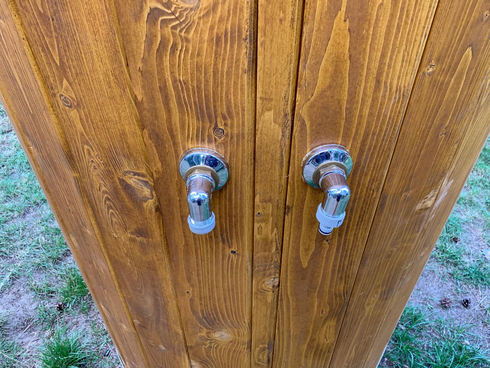 Gartendusche Fass aus Fichte – Outdoor Dusche aus Holz (42 mm, Premium) – Bild 6