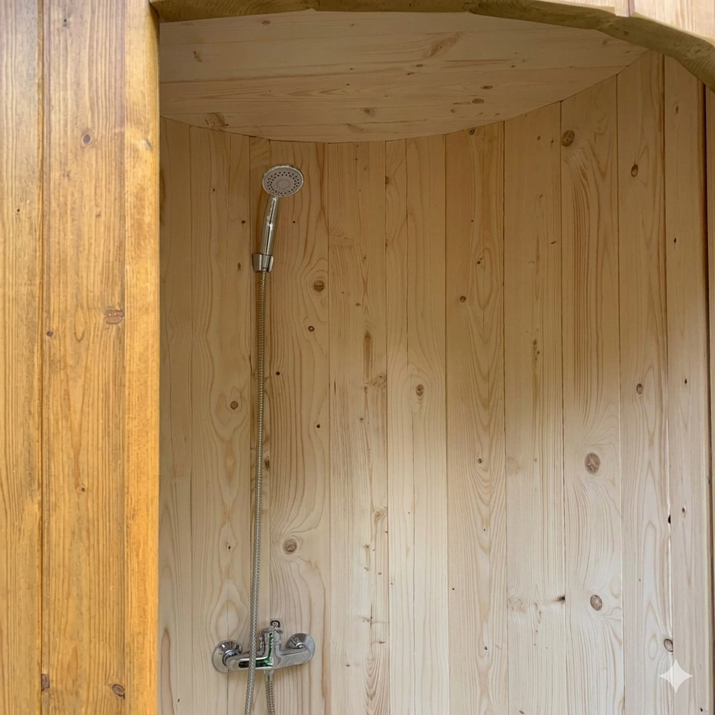 Gartendusche Fass aus Fichte – Outdoor Dusche aus Holz (42 mm, Premium) – Bild 4