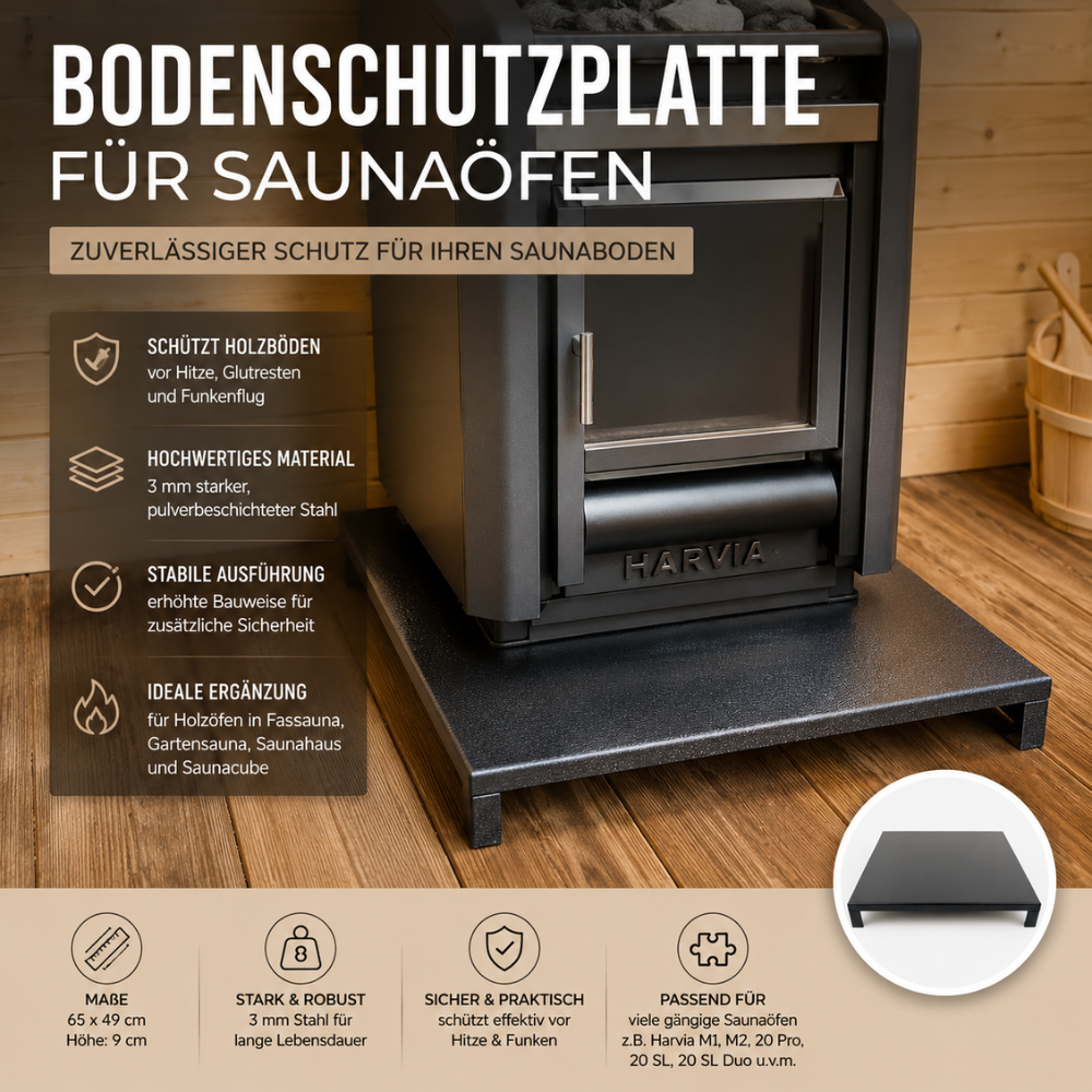 Bodenschutzplatte für Saunaofen aus Stahl – Bild 2