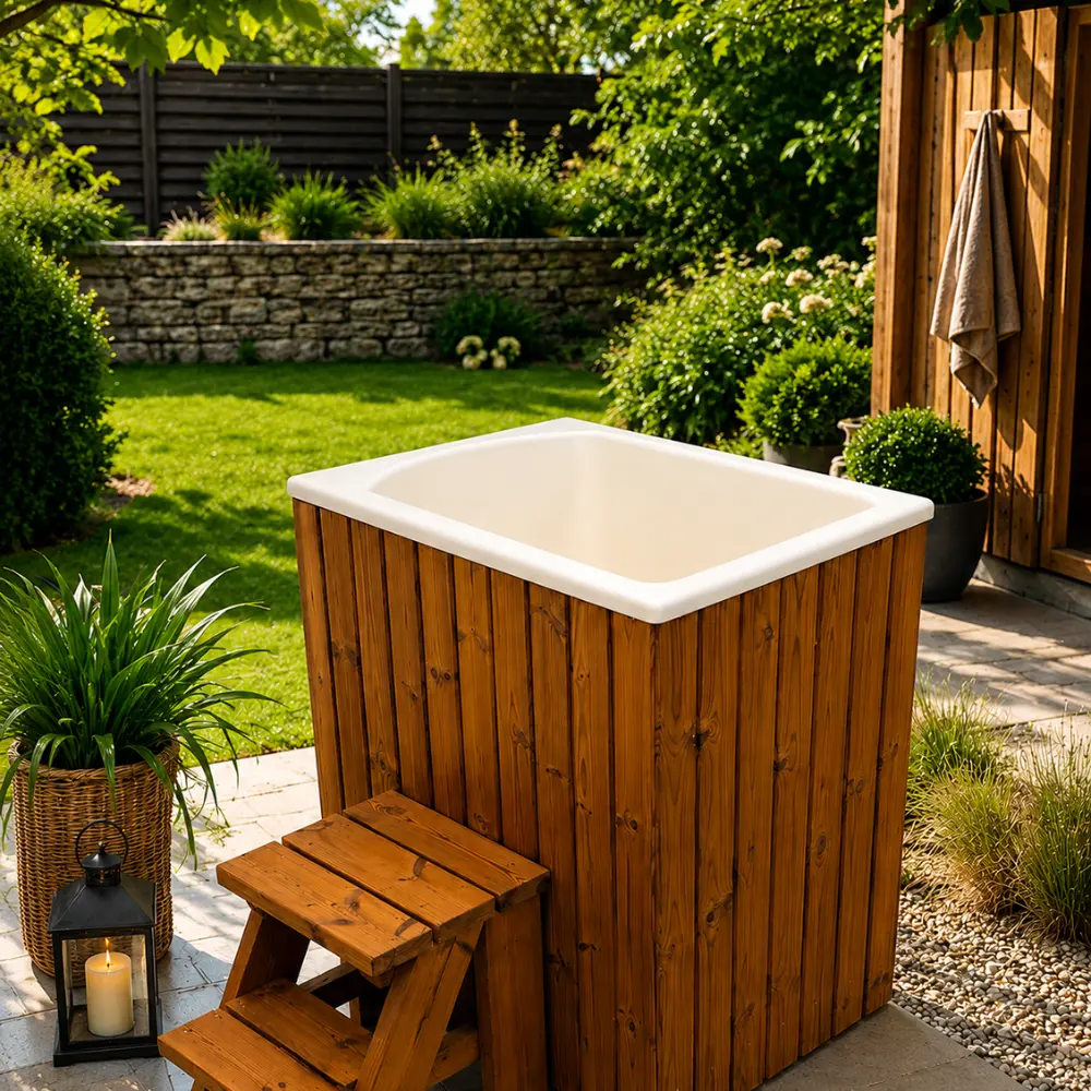 Eisbad Thermoholz Cube – Tauchbecken mit Acrylwanne – Bild 2