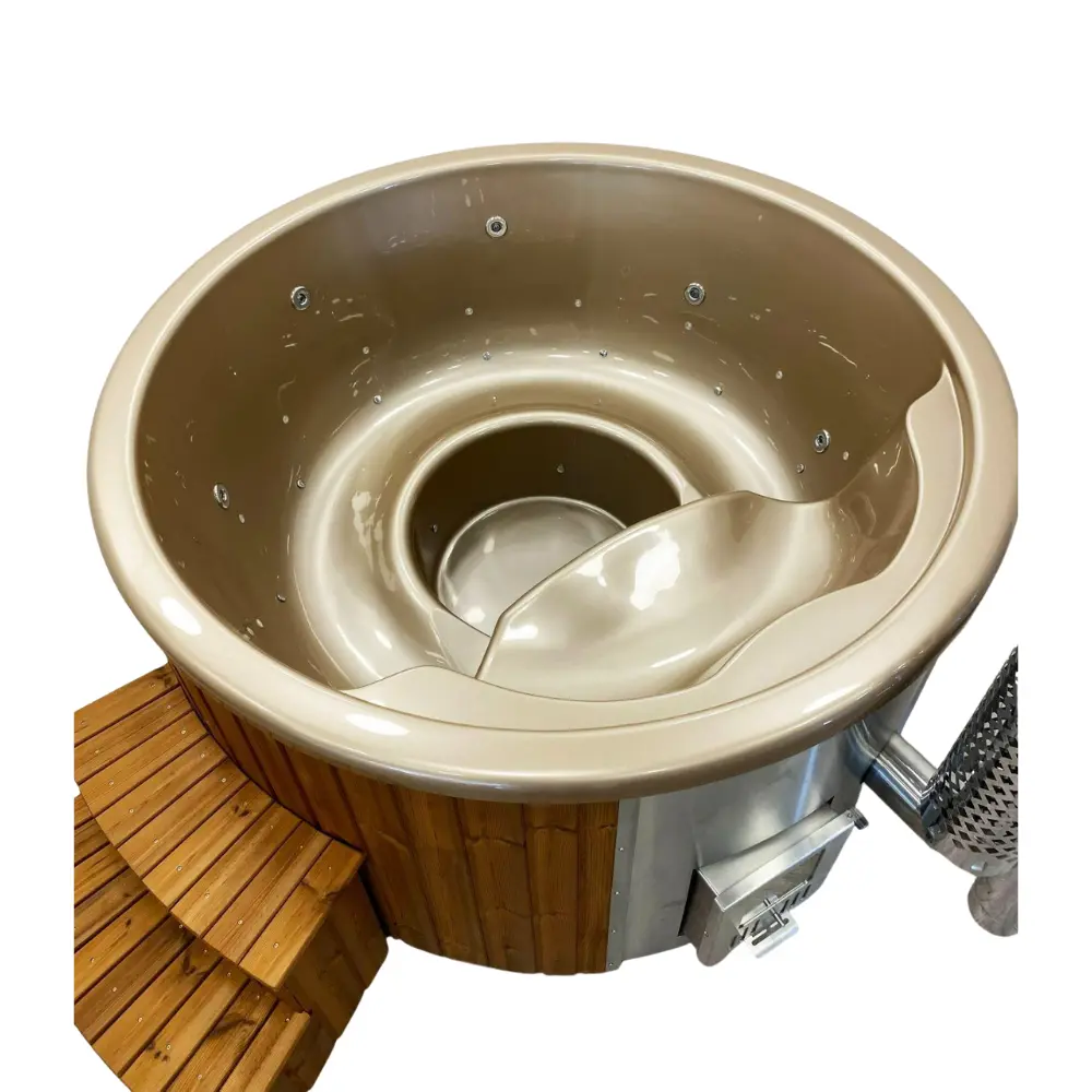 Hot Tub Acryl Gold 200 cm mit V4A Edelstahlofen & SPA Hydro System – Bild 2