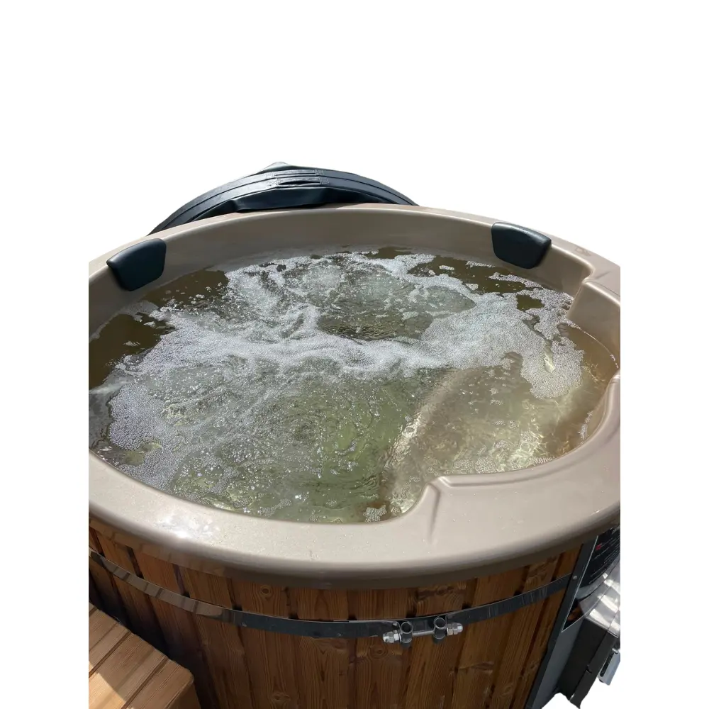 Hot Tub Acryl Gold 200 cm mit V4A Edelstahlofen & SPA Hydro System – Bild 3
