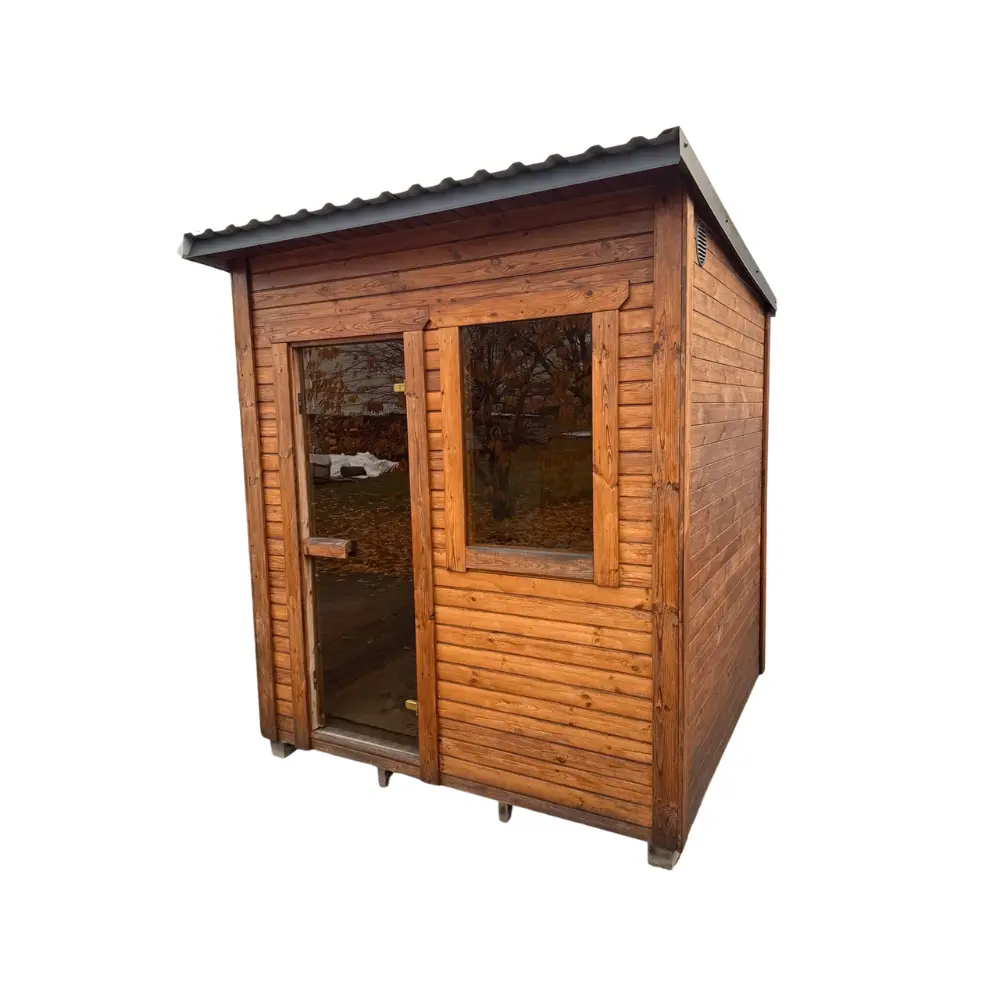 Thermoholz Saunahaus 200 x 210 cm – Gartensauna mit Holzofen sofort verfügbar – Bild 2