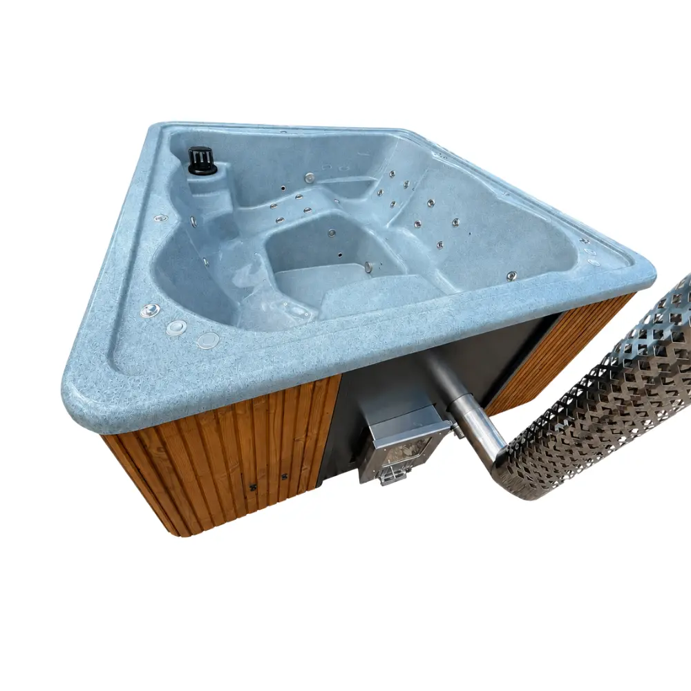 Hot Tub Quadro Spa Lounge mit Thermoholzverkleidung und 3D-Granitwanne