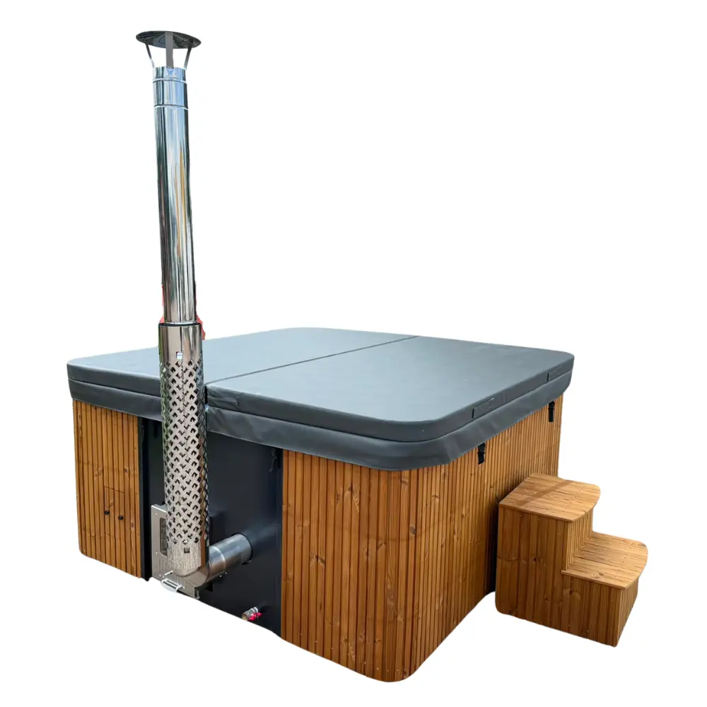 Premium Hot Tub mit V4A Edelstahl-Holzofen für den Garten