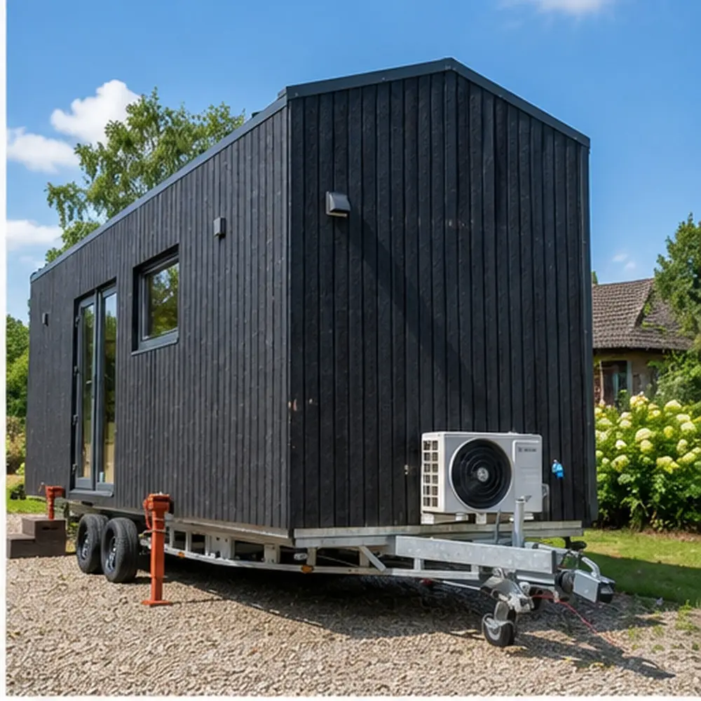 Tiny House 18 m² Seitenansicht mit Bosch Wärmepumpe
