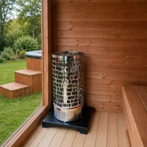 SAWO Elektroofen der Design Gartensauna Vito 240x240 mit großer Panoramascheibe
