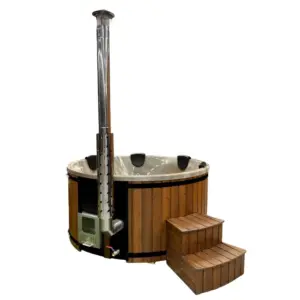 Hot Tub Premium mit Acrylwanne, V4A-Holzofen und Einstiegstreppe